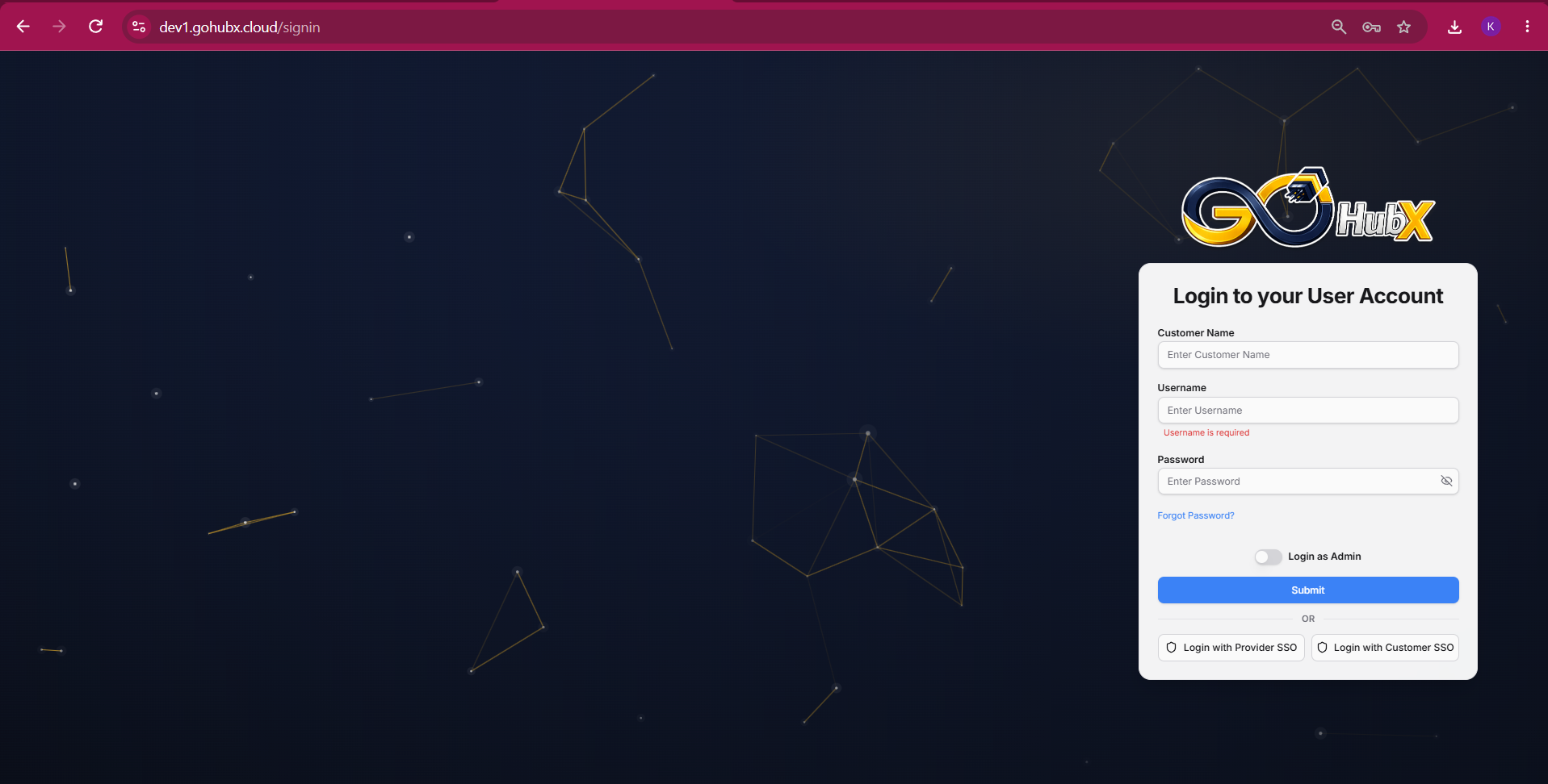 GoRate sign-in page